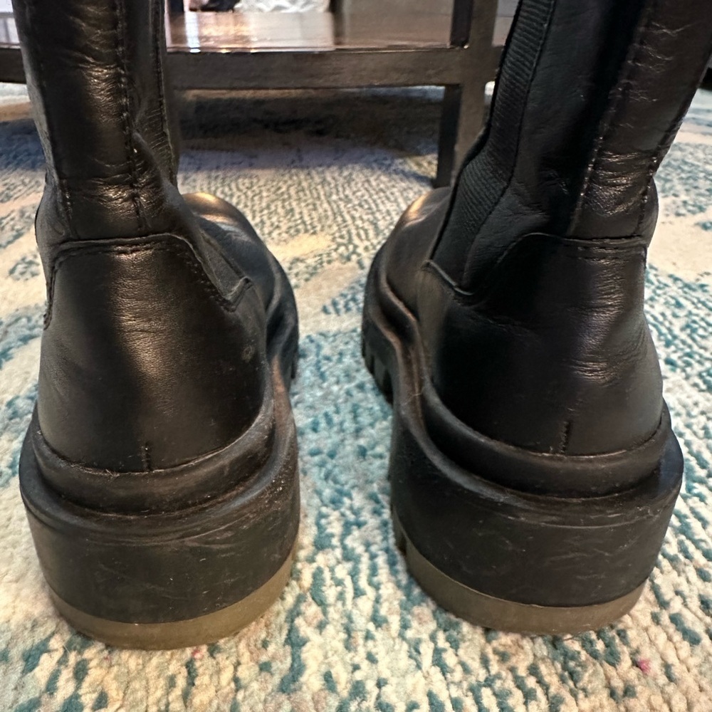 Zara Chunky Lug Sole Black Leather Boots - Picture 8 of 9